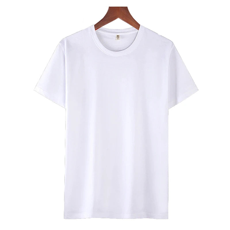 210gsm Premium Men's Unisex T-Shirt 100% Cotton Knitted Solid White Anti-Wrinkle Breathable Eco-Friendly Casual in Bulk