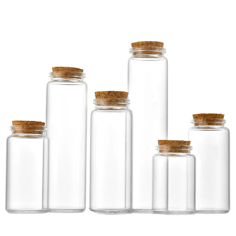 Factory Direct Round Flat Bottom Glass Tube with Cork for Bath Salt Packaging