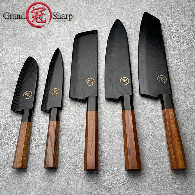 Grandsharp Japanese 3 Layers Blade AUS10 Handmade Cutter Octagonal Handle Chef Paring Santoku Kiritsuke Slaughter Kitchen Knives