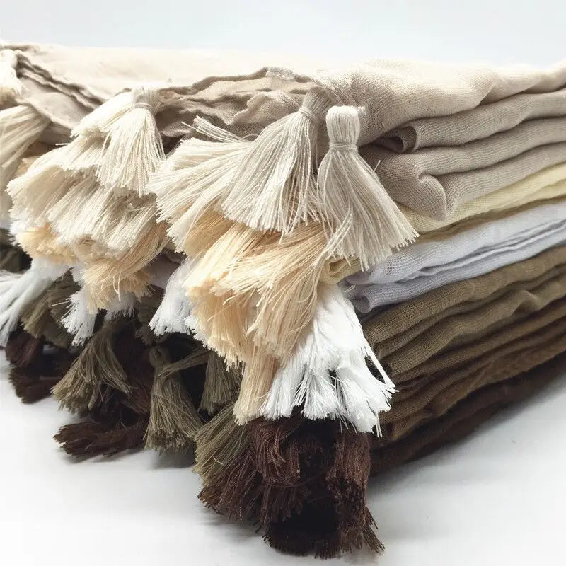 Scarfs for Women Stylish Scarves Shawls Dubai Hijab African Head Custom Muslim Tassel Scarf