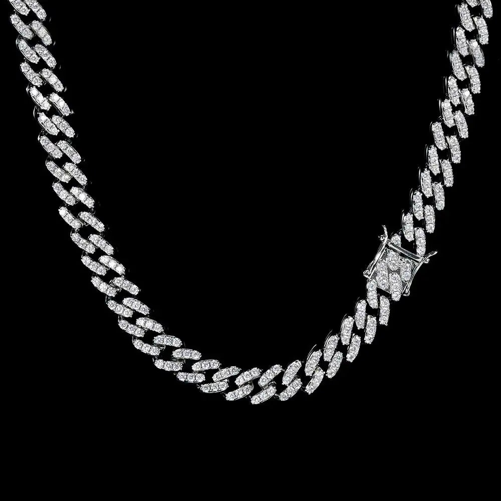 NUOYA Unisex Iced Out Zircon Necklace Cuban Link Chain Gold Plated Hip Hop Jewelry 9mm Diamond Chain for Men and Women