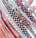 Glitter Mix Crystal Rhinestone Tape Trim Self-Adhesive Glass Appliques Diamond Sticker for Dress Shoe Adornment Ribbon