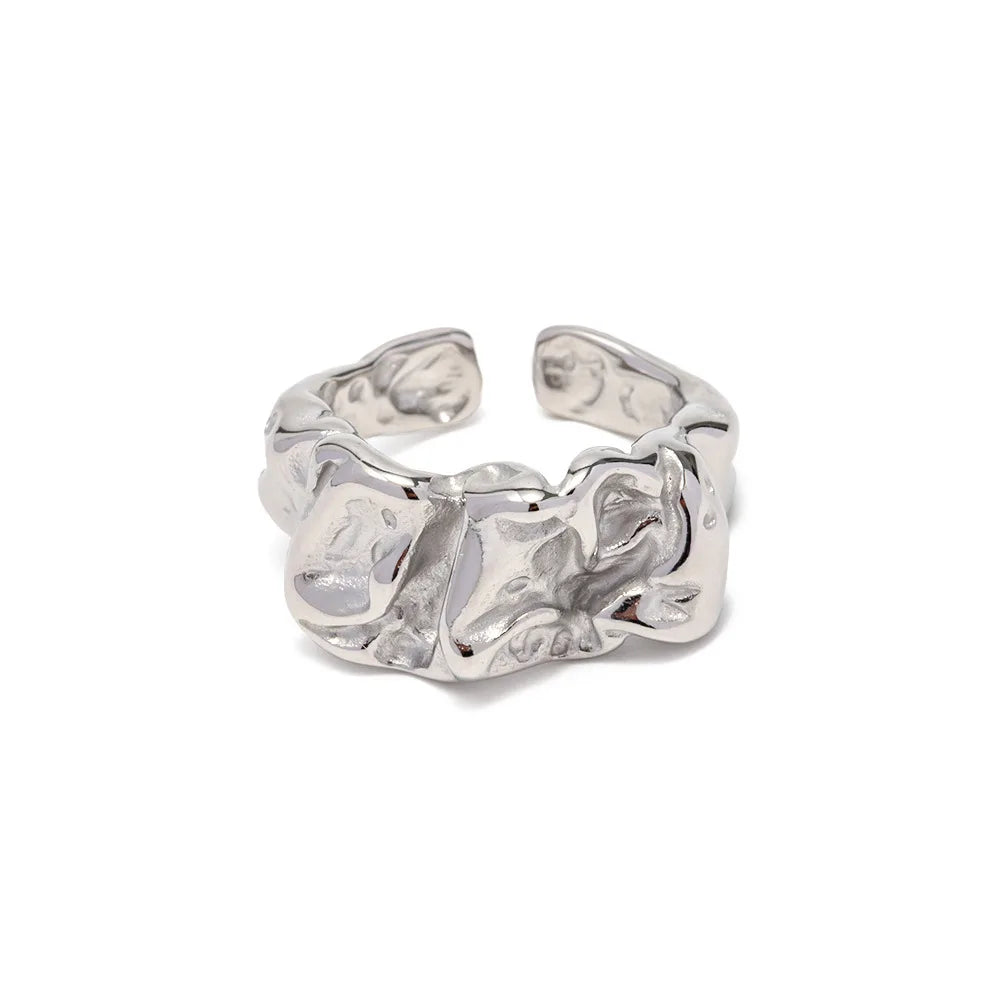 Popular INS Design Irregular Rings for Lady 2023 Lava Style Rings Stocks Selling Wholesale Price Stainless Steel Fashion Rings
