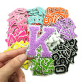 New Silver Edge Purple Chenille 6.5cm Glitter Bling Embroidered Iron-On Purple Letter Patches for Caps