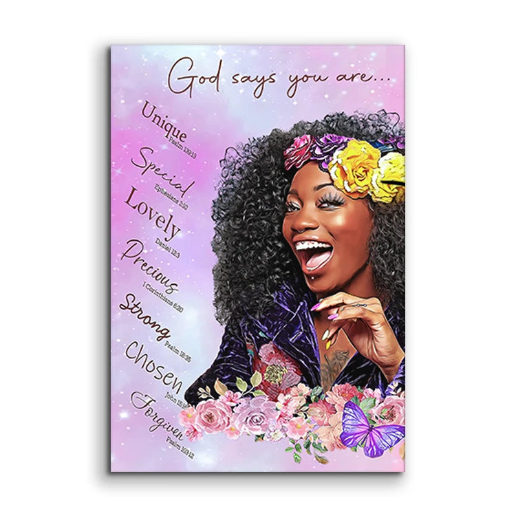 Fashion Girl Wall Art  Decoration Motivational Words Canvas Painting African Art Paintings for Decoration