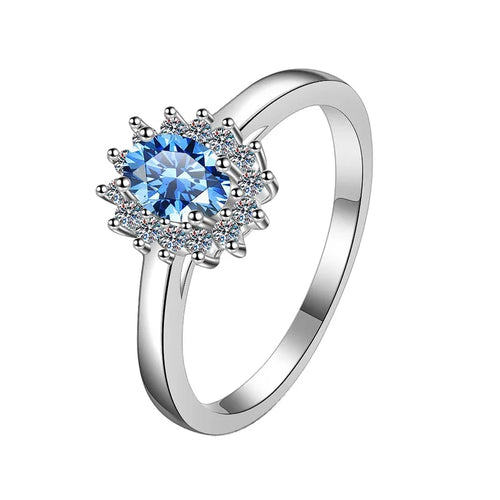 0.5ct Pigeon Egg Shape Blue Color Elegant Wedding Jewelry Diamond Moissanite Rings Solid 925 Sterling Silver for Women