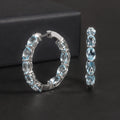 RZ0011 Abiding Custom Fine Jewelry Hoops 4x6mm Natural Topaz Gemstone Waterproof Big Round 925 Sterling Silver Earrings Hoop