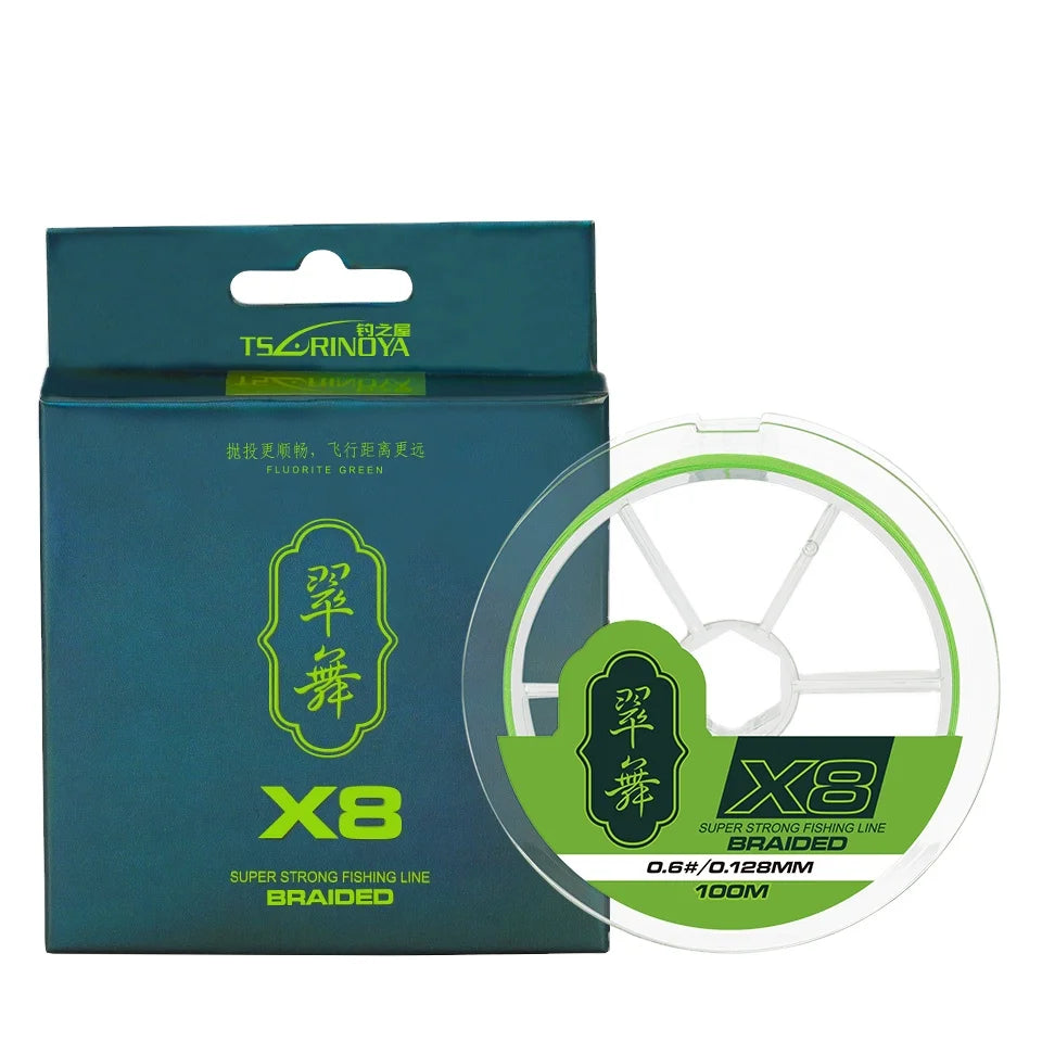 TSURINOYA X8 150M 100M 8 Braid PE Fishing Line 8 Weaves Smooth Ultra-long Casting High Strong Multifilament Line 14-50LB