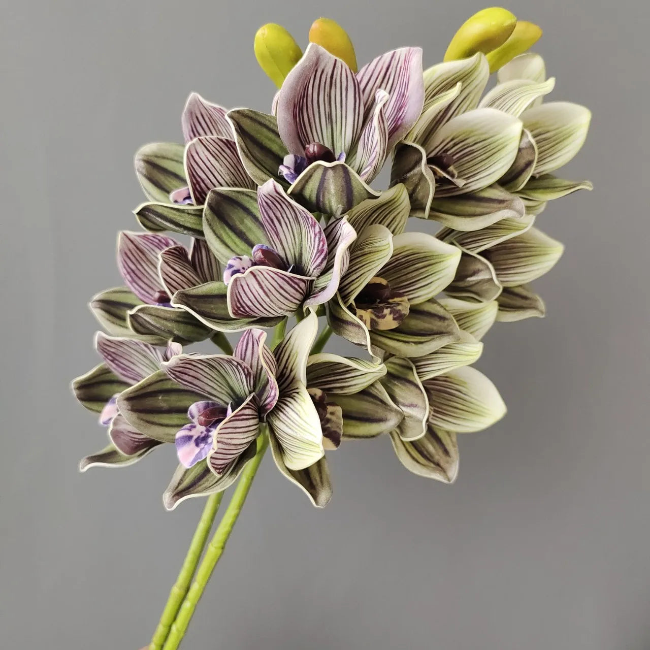 Hot Sale 10 Heads Real Touch Cymbidium Artificial Cymbidium Orchid Flower