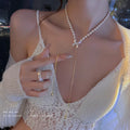 2022 New Korean Elegant Pearl Butterfly Tassel Long Pendant Necklace