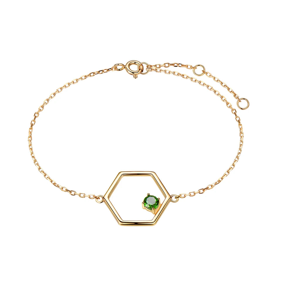 Natural Diopside Gemstone Bracelets for Women Solid 925 Sterling Silver Gemstone Chain Bracelet Fine Jewelry Wedding Gift