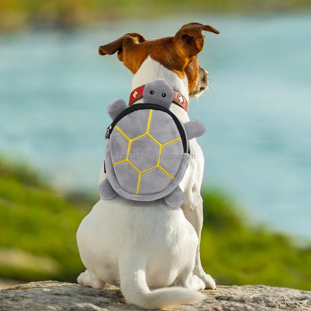 2025 Durable Pet Self Carry Backpack Turtle Shape Bag Adjustable Belt Puppy Backpack Cartoon Portable Harness Dog  Snack Bag