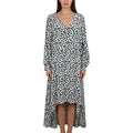 Women's White and Black Simple Casual Loose Maxi Plus Size Summer Long Sleeve Dress for Daily Life