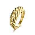 Fashionable French Style Creative Retro Ladies Titanium Steel Casting Gold Twist Dome Wedding Proposal Minimalist Couple Ring