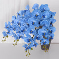 Hot Selling 3D Blue Orchid 9 Heads Latex Artificial Blue  Dendrobium Orchids Flowers