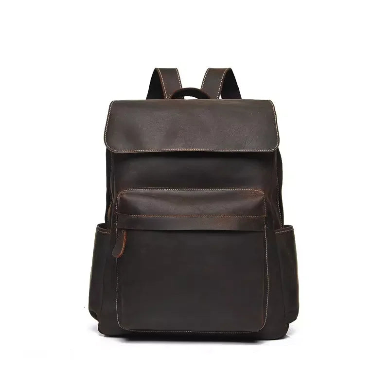 New Design Cowhide Women Vintage Camera Luxury Vegan Crazy Horse Custom Logo Laptop Men Genuine Leather Backpack