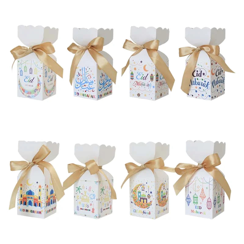 White Ramadan Muslim Islamic Gift Box for EID Sweet Candy Chocolate Packaging Party Favor Supply for Food Boxes Bags