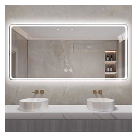 Hotel Anti-fog Touch Screen Sensor Switch Frameless Wall Makeup Vanity Smart LED Bathroom Mirror