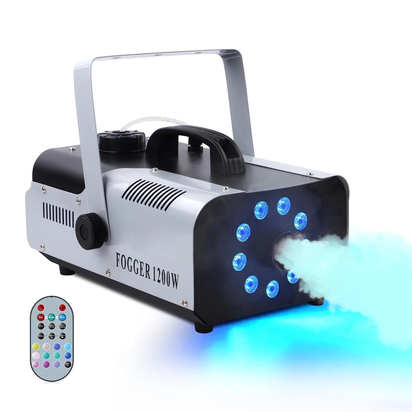 1200W LED Fog Smoke Machine with 9PCS RGB 3 in 1 LED Stage Colorful Spray Equipment