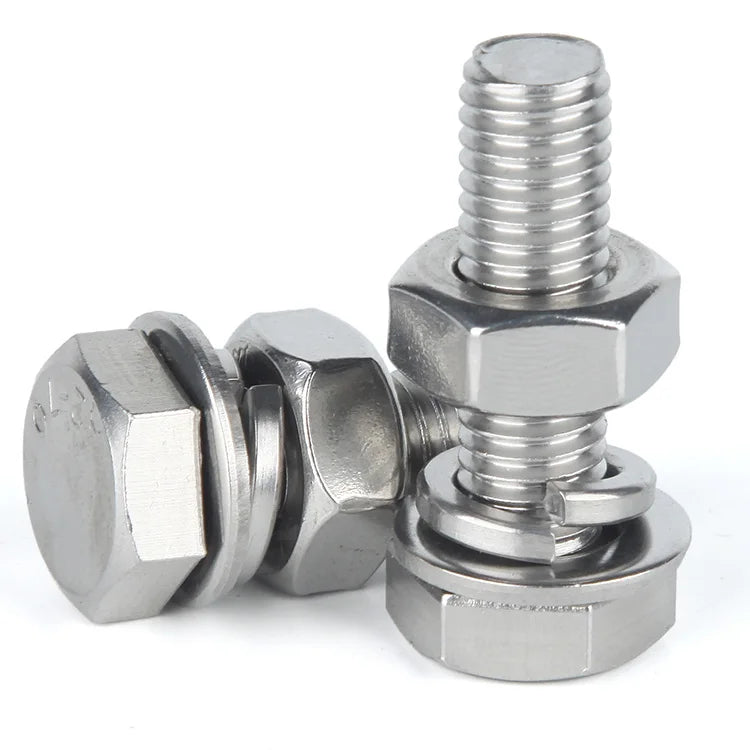 Stainless Steel Hex Bolt with Nut and Washer DIN933 DIN931 Plain Finish A2-70 Grade