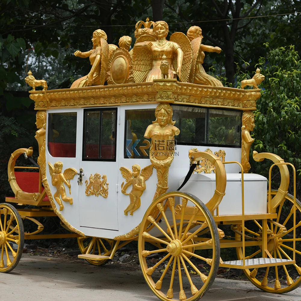 Factory Directly Sale Royal Sculpture Horse Carriage Wedding Horse Buggy for Party Horse Cart With CE