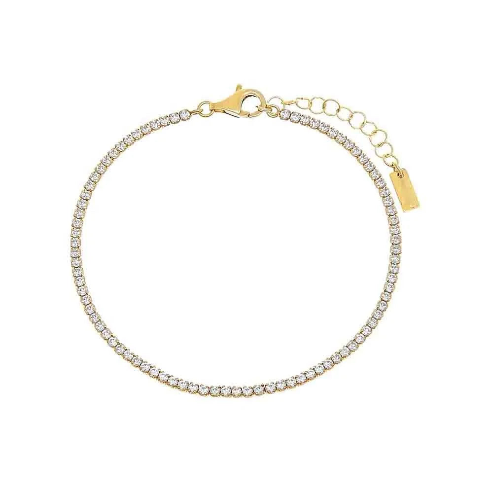 LOZRUNVE Hot Selling 925 Sterling Silver 18k Gold 2mm Diamond Tennis Chain Bracelet