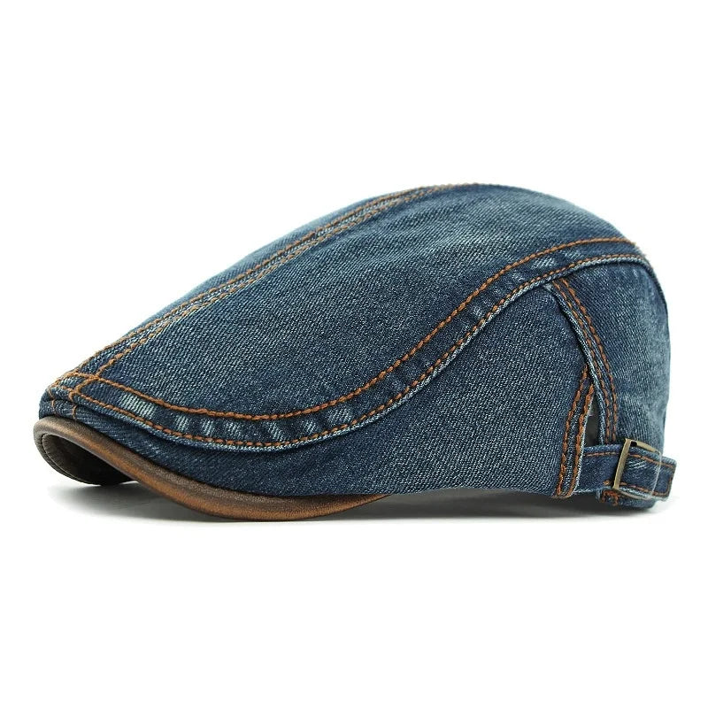 Vintage Denim Cotton Jean Beret Cap Cool American New York Cheap Hip Hop Flat Caps Ivy Hats for Women Men