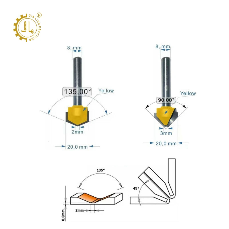 ACP Router Groove Bit ACM Groove Cutter CNC Bits Mitre Folding V Groove Router Bit for ACM to Fold Aluminium Composite