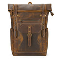 Popular Retro Men's Backpack Crazy Horse Leather Student School Bag Large Capacity Leather Backpack