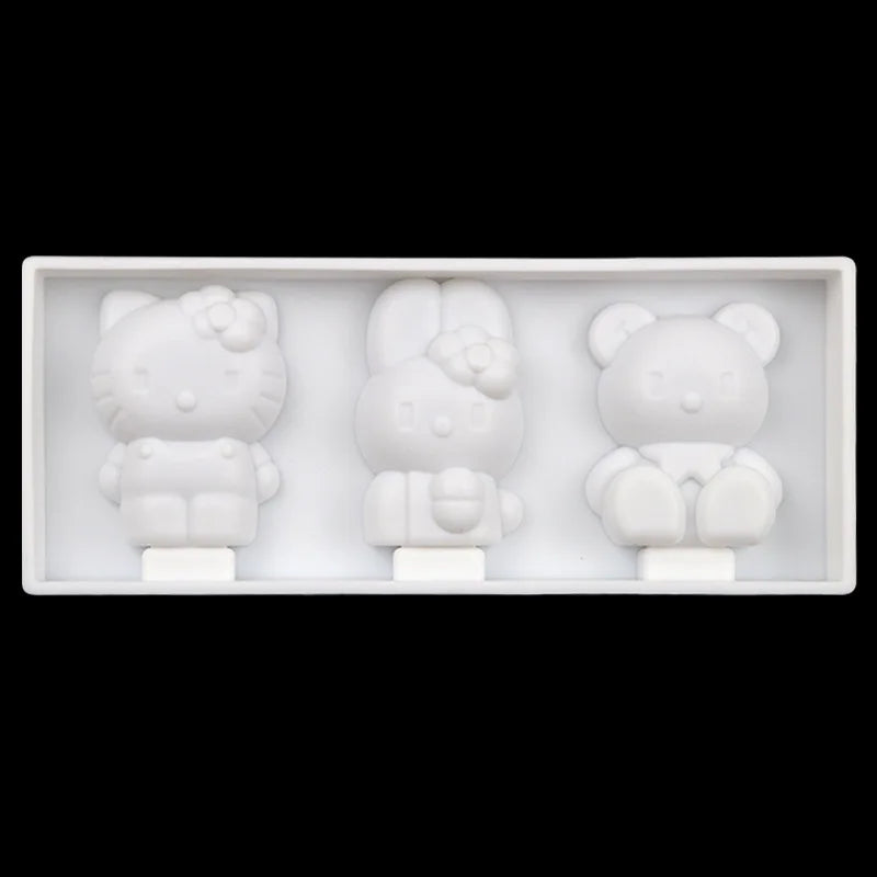Cartoon for Rabbit Cat Bear Silicone Ice Maker Mold Saffron's Homemade Popsicle Tools Silicon Ice Cream Pops Mold OEM/ODM Welcom