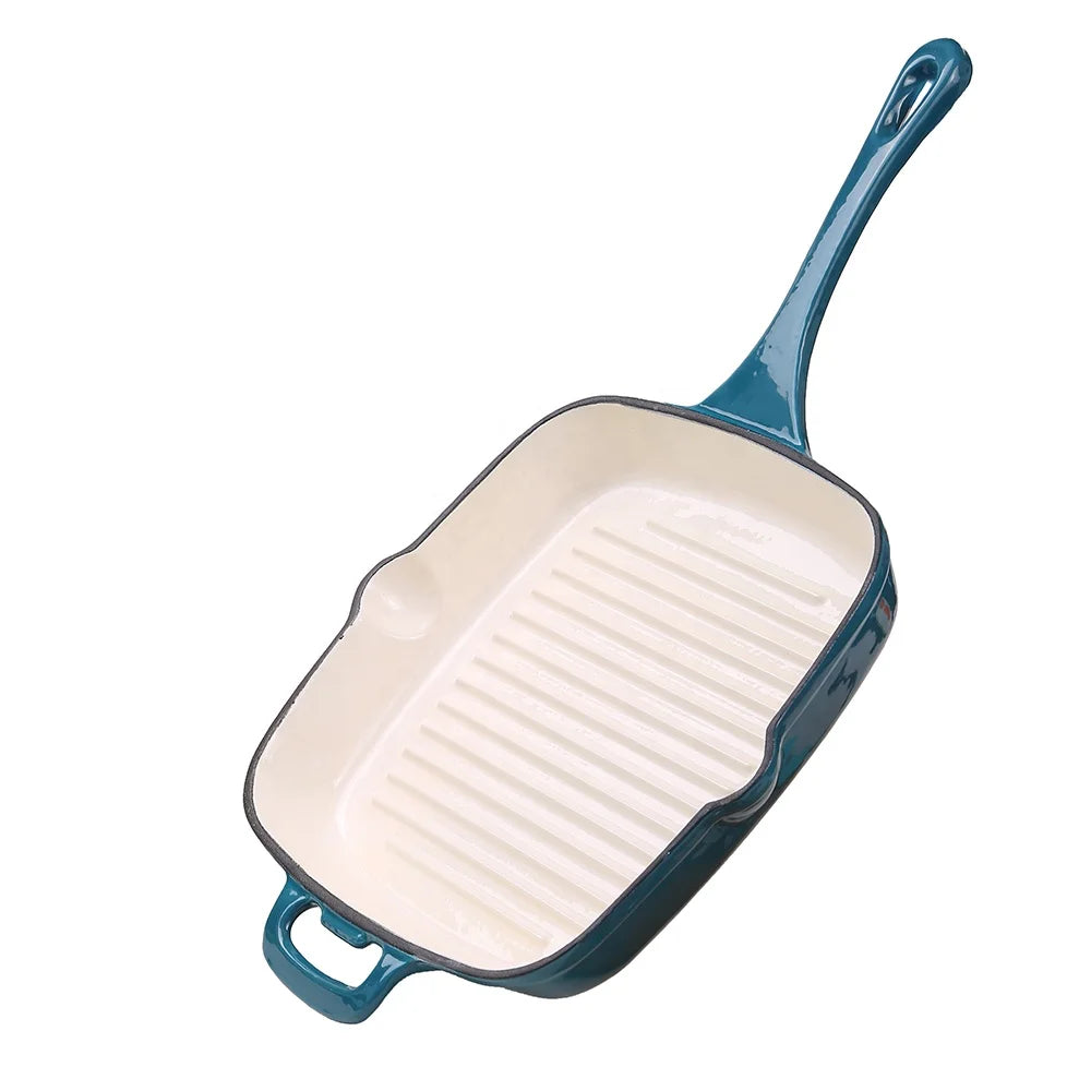 Hot Sell Nonstick Enamel Grill Pan Skillet Square Grill Steak Pan