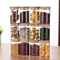 12 Set with Bamboo Airtight Lids and Labels Food Cereal Storage Large Spice Containers for Home Kitchen Tea Coffee