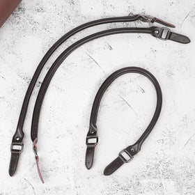 60cm Long Dark Brown Color Split Leather Bag Handle Set with Gun Metal Hardware Bag Straps for Handbag Tote Bag
