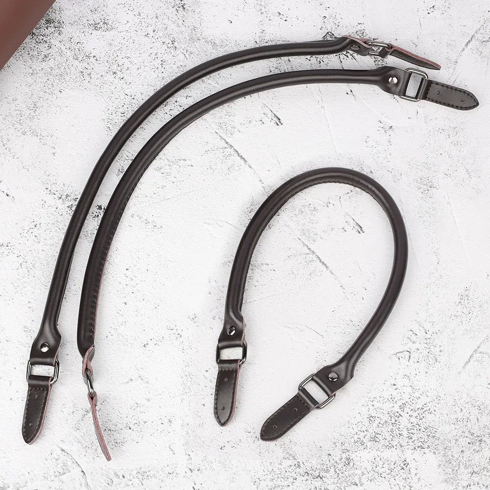 60cm Long Dark Brown Color Split Leather Bag Handle Set with Gun Metal Hardware Bag Straps for Handbag Tote Bag