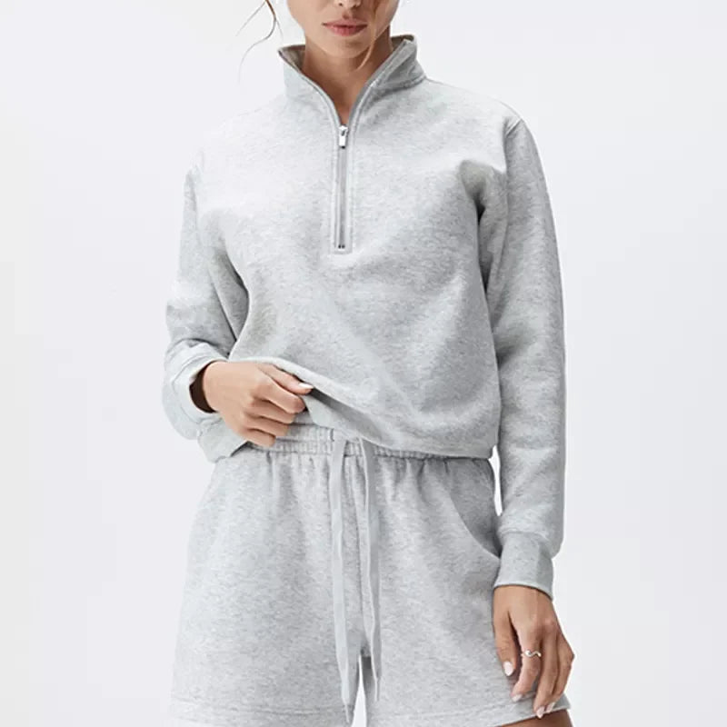 New Arrivals Stand Neck Mid Weight Quarter Zip Custom Blank Fleece Long Raglan Sleeve Pullover Sweatshirt for Autumn