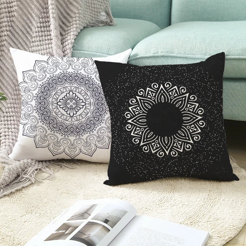 Custom 18-Inch Bohemian Printed Non-Toxic Polyester Pillow Cover with Hidden Zipper for Home & Hotel Decoration