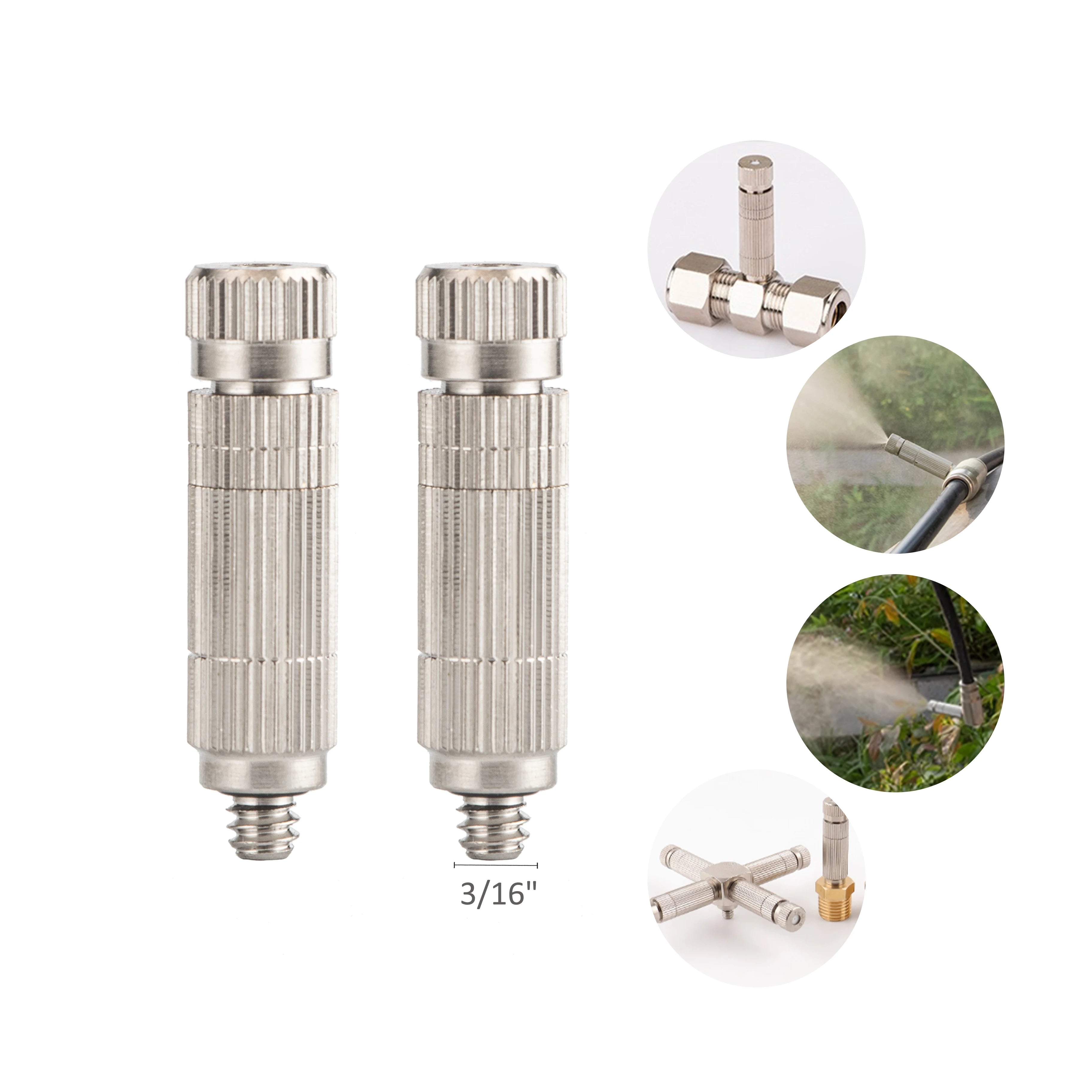 High Pressure Brass Mist Nozzle 3/16 Thread Ceramic Filter Atomizing Nozzle for Garden Industry Cooling Humidify Outdoor Use