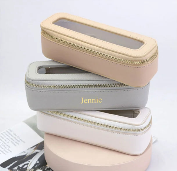 Customized Letters Colorful Classic Saffiano Portable Travel Clear PVC Cosmetic Bag TPU Wash Bag Makeup Brush Storage Bag Gift