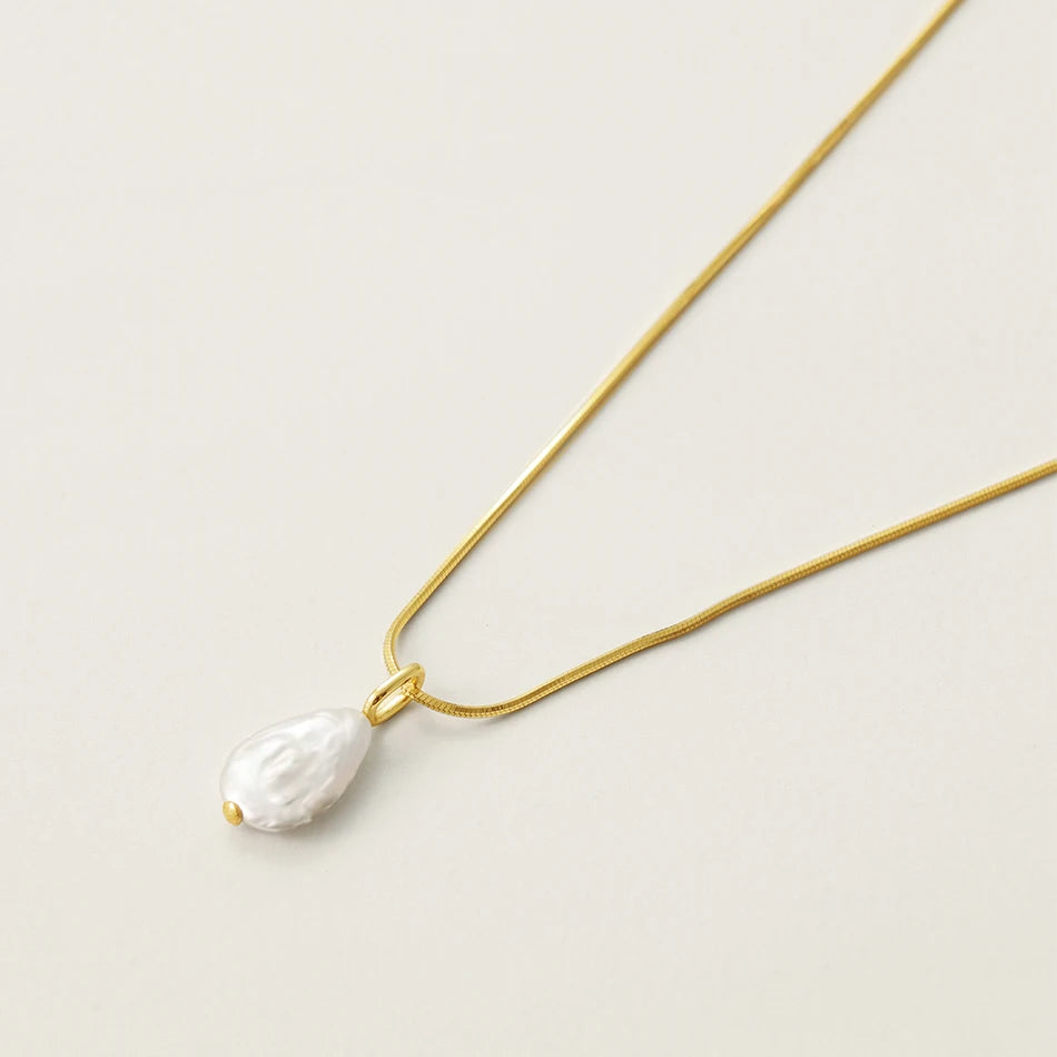 Nagosa Women Accessories 18k Gold Vermeil 925 Sterling Silver Waterdrop Freshwater Pearl Pendant Necklaces