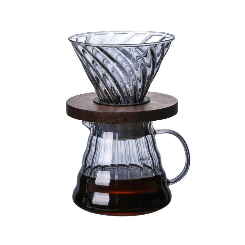 Manufacturers Wholesale High Borosilicate Glass Hand Filtering Cup Coffee Pot Smoke Gray Stripe Share a Pot of Coffee Cup