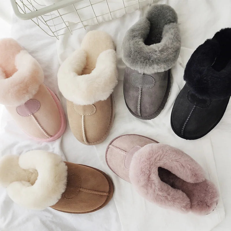Factory Price Real Sheepskin Suede Leather Natural Wool Fur Lined Winter for Warm Waterproof EVA Outsole Anti-Slip Loafer