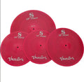 Low Volume Alloy Cymbal Set 14HIHAT/16CRASH/20RIDE Red Silent Mute High Grade Professional for Drum Set Practice