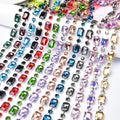 Colored Round Glass Crystal Metal Trimmings Bling Rectangle Rhinestone Chain Ribbon Diy Apparel Hats Shoes Jewelry Accessories