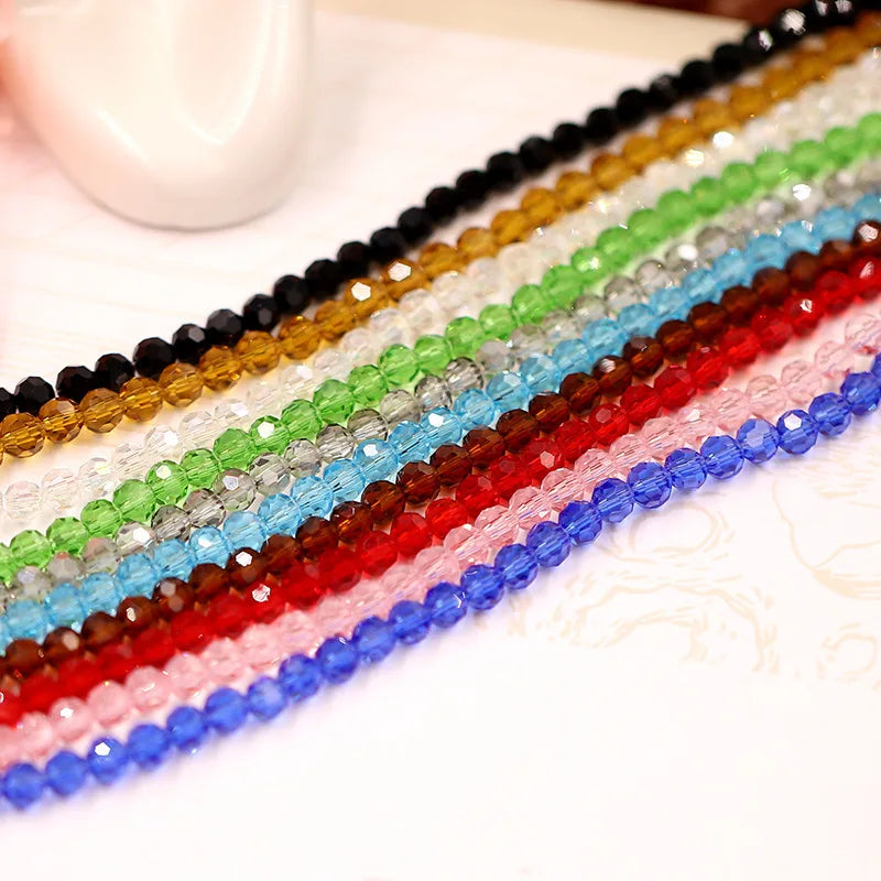 3mm Siam Football Glass Beads Round Faceted Crystal Loose Beads for Jewelry Making Bracelet
