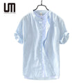 OEM Wholesale Streetwear Men Clothing Casual Cotton Linen Short Sleeve Summer Shirts