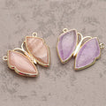 New Arrivals Custom Jewelry Women Fashion Butterfly Pendant Gold Copper Alloy Necklaces Charms Labradorite Sun Stone Connectors