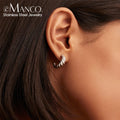 EManco Gold Color Stainless Steel Twisted Hoop Earrings for Women Bread Texture Simple Round Circle Earring Simple  Accessories