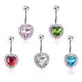 Stainless Steel Original Factory Fashion Women Jewelry Heart Shape Crystal Belly Button Rings Navel Body Piercing Jewelry