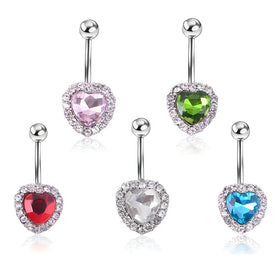 Stainless Steel Original Factory Fashion Women Jewelry Heart Shape Crystal Belly Button Rings Navel Body Piercing Jewelry