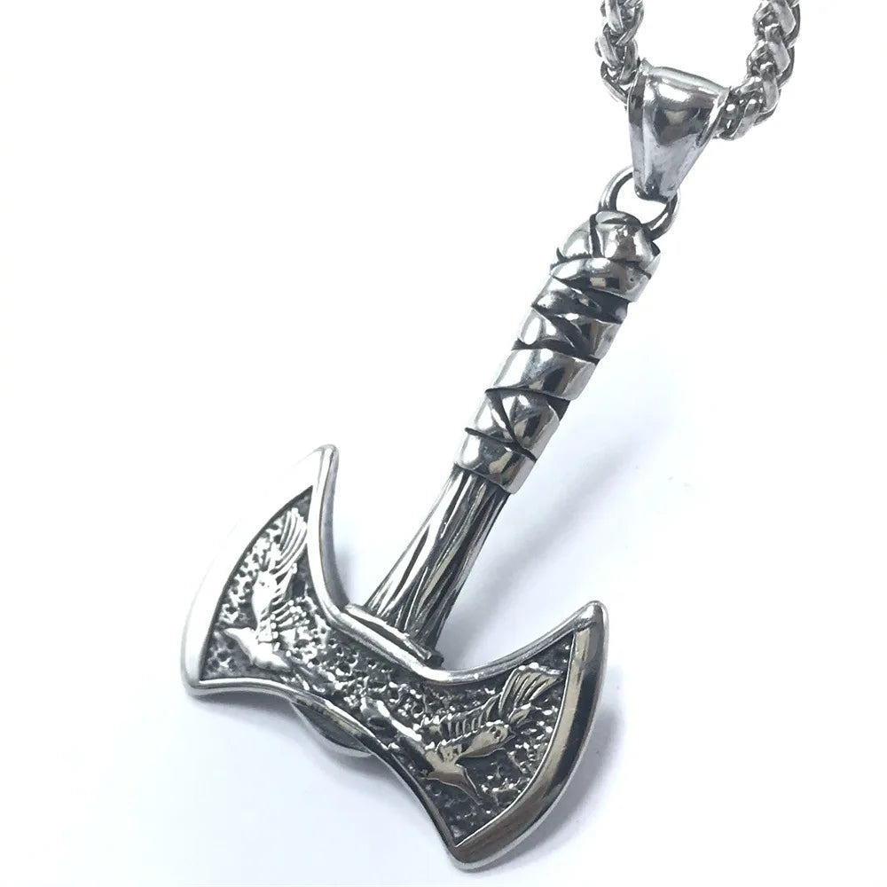 Hot Sale Norse Viking Thor Ax Stainless Steel Pendant Jewelry Titanium Steel Necklace Accessories Pendant